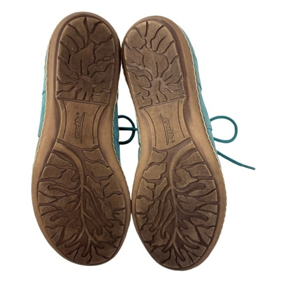 Earth Plover Womens 7.5B Teal Suede Pebbled Leather Sandal Shoes Boho Lace Up - Picture 6 of 8